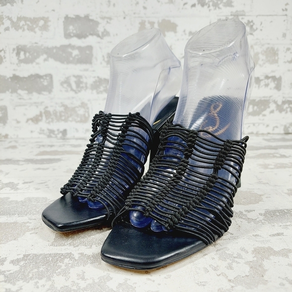 New Sam Edelman LAURETTE Faux Leather Black Strappy Heel Sandals i292 - Picture 2 of 12